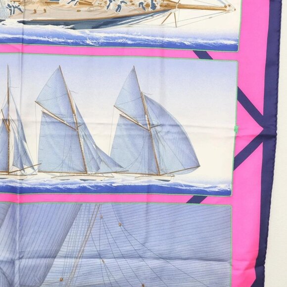 HERMES Carre 90 Scarf ""REFALES"" Silk Blue Auth - Picture 8 of 15